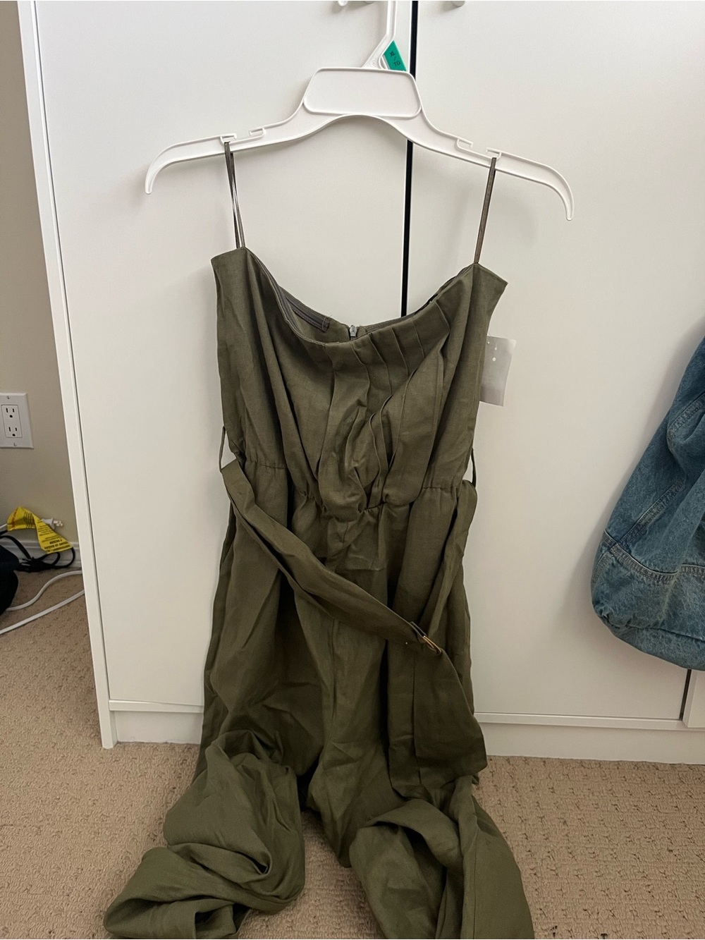 Zara Olive Green Strapless Jumpsuit